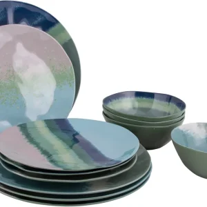 Bo-Camp Halo Geschirrset 12 teilig blau / grün Billig