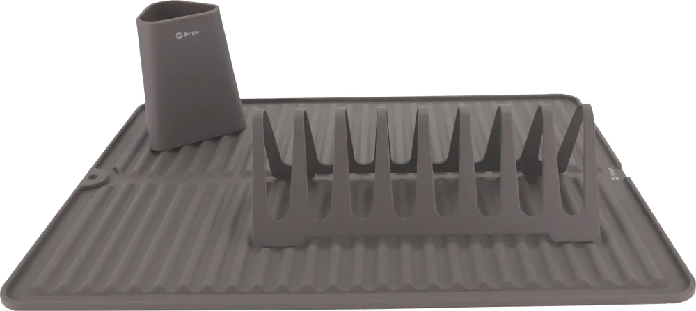 Ausverkauf Berger Abtropfgestell Set 3-tlg. mit Geschirrhalter, Abtropfmatte und Besteckhalter