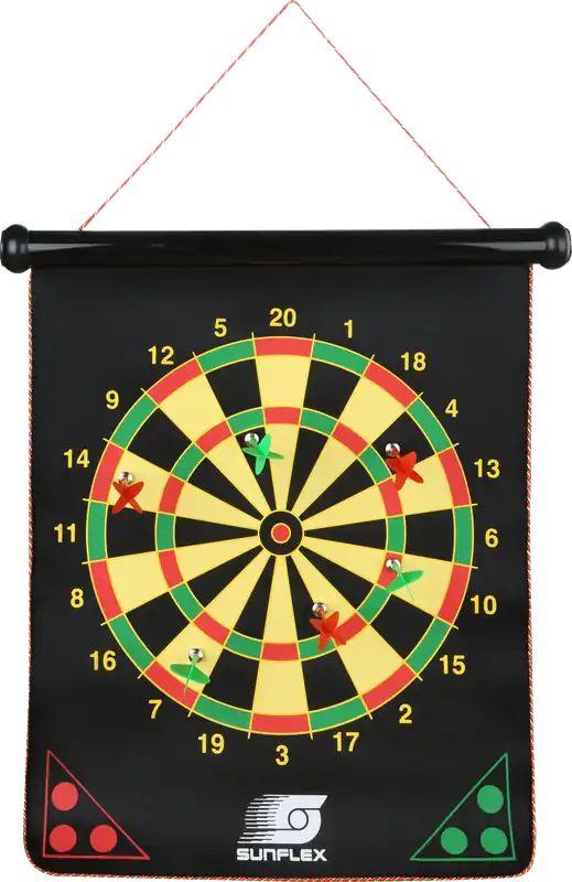 sunflex sport magnetisches Dartspiel beidseitig bedruckt mit 6 Pfeilen Billig