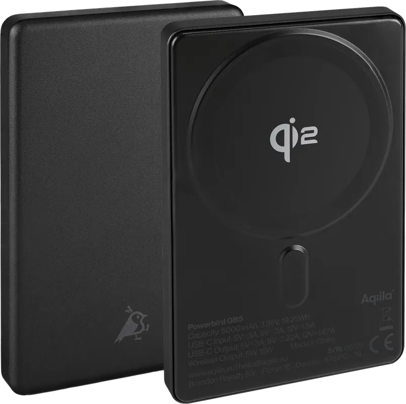 Solange Der Vorrat Reicht Aqiila Powerbird drahtlose Powerbank 20 W schwarz 5000 mAh