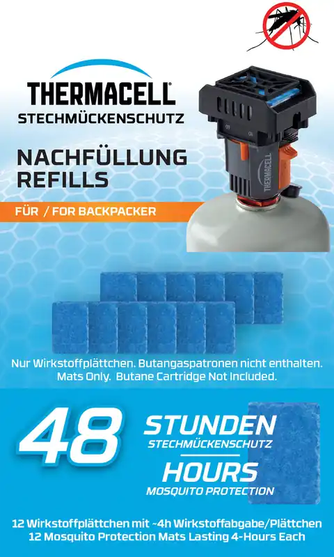Neu Thermacell M-48 Nachfüllpack PT-19 Backpacker 48 Stunden