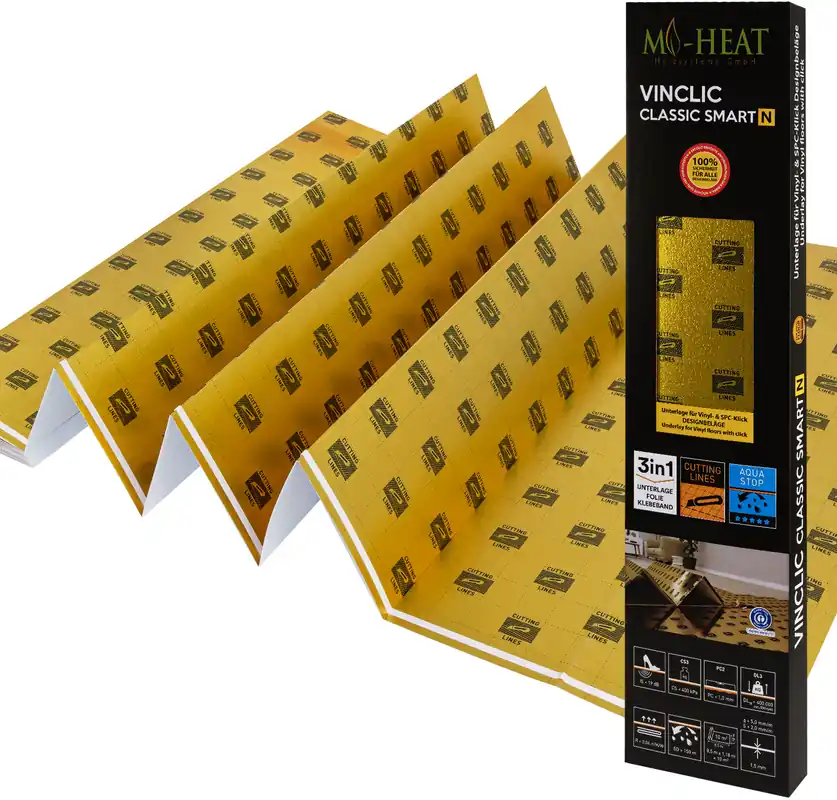 Echt Mi-Heat Heizfilm Unterlage Dämmung mit Dampfsperre und Antirutsch-Oberfläche 530 x 118 x 0,15 cm