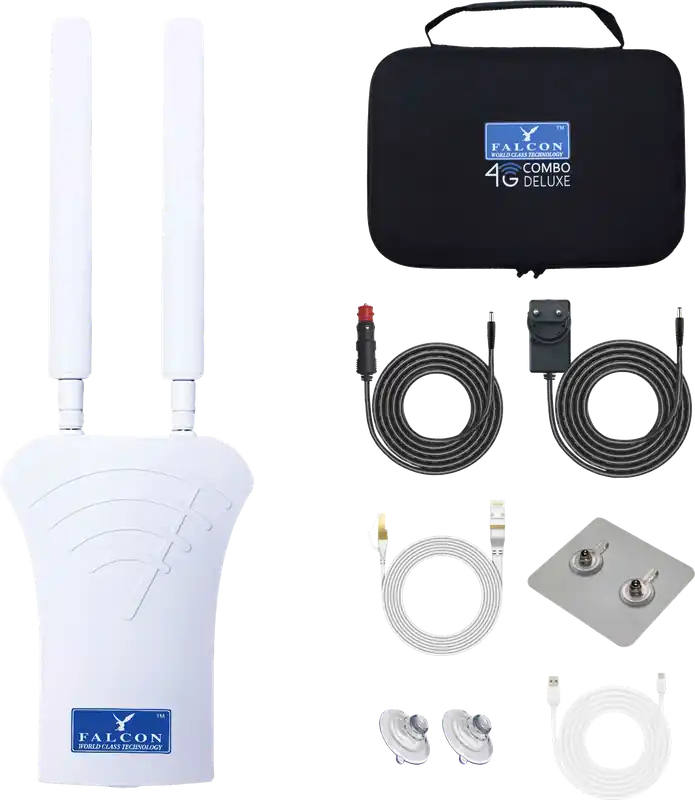 Falcon 4G Combo Deluxe V3 LTE Outdoor-Internetantenne mit 150 Mbit/s Highspeed und 360° Empfang Nur Für Kurze Zeit