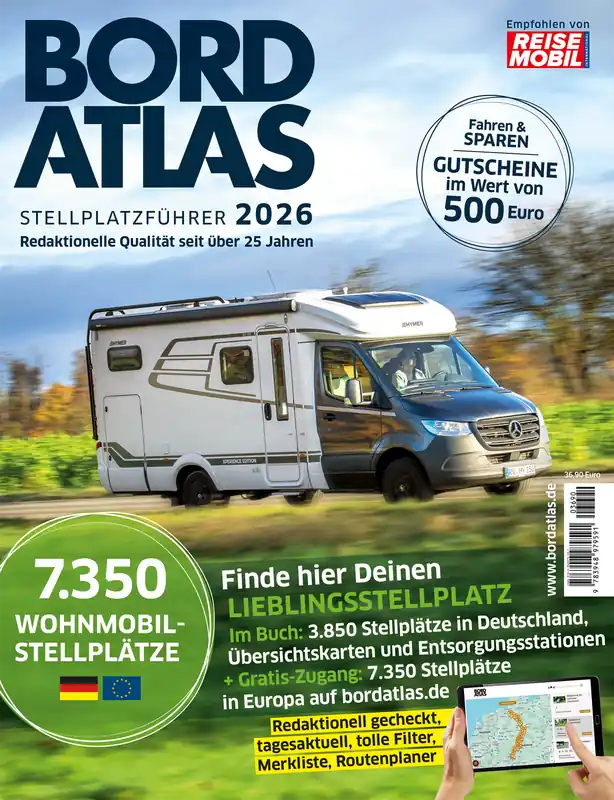 Reisemobil Bordatlas Stellplatzführer 2026 für Deutschland & Europa Sofort Bestellen