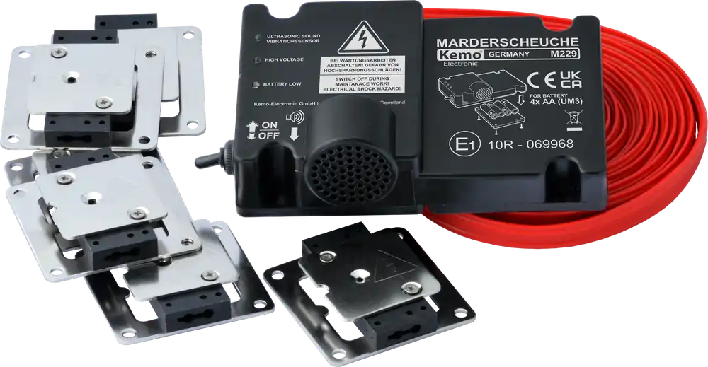 Kemo M229 Marderabwehr Batteriebetriebene Marderschutzanlage mit Hochspannungsplatten für Autos Markenprodukt