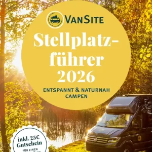 VanSite Stellplatzführer 2026 in Deutschland und Europa inklusive 25 Euro Gutschein deutsch Preiswert
