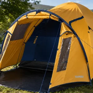 Tambu Setu 4 Kuppelzelt für 4 Personen aus recyceltem Polyester mit Stehhöhe 3.000 mm Wassersäule Preisknaller