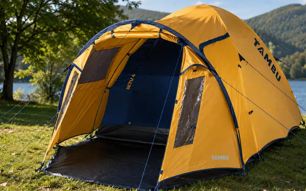 Tambu Setu 4 Kuppelzelt für 4 Personen aus recyceltem Polyester mit Stehhöhe 3.000 mm Wassersäule Preisknaller