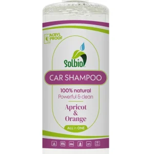Neue Kollektion Solbio All-in-One natürliches Car-Shampoo zur Reinigung von Wohnwagen / Zelte / Markisen / Boote / Fahrräder mit Aprikosen- und Orangenduft 1 Liter