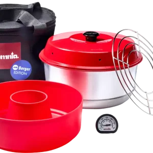 Omnia x Fritz Berger Campingbackofen 3 Liter Set 5-tlg. inkl. Silikonbackform, Aufbackgitter, Transporttasche & Thermometer Letzte Chance