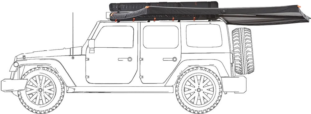Vickywood Branch 270° Rugged Hardcover Seitenmarkise 2 m Aluminium Polyester für Offroad und Camping Finale Aktion