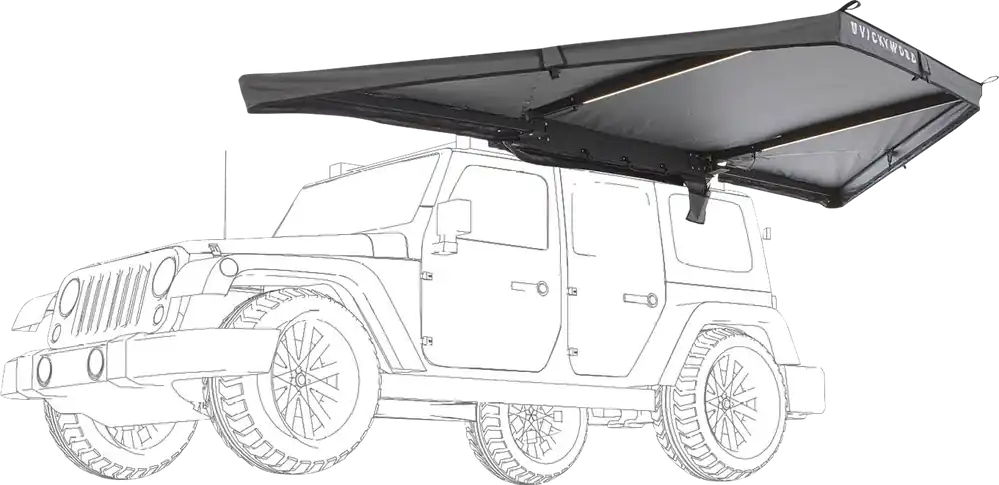 Meistverkauft Vickywood Leaf 180° Heckmarkise Kompakte Auto-Markise 150 cm mit LED-Beleuchtung
