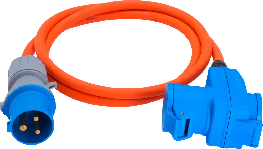 Kracherpreis Berger Ultimate Adapterleitung CEE-Stecker und Winkelkupplung mit CEE-Kupplung und Schutzkontakt-Kupplung Orange