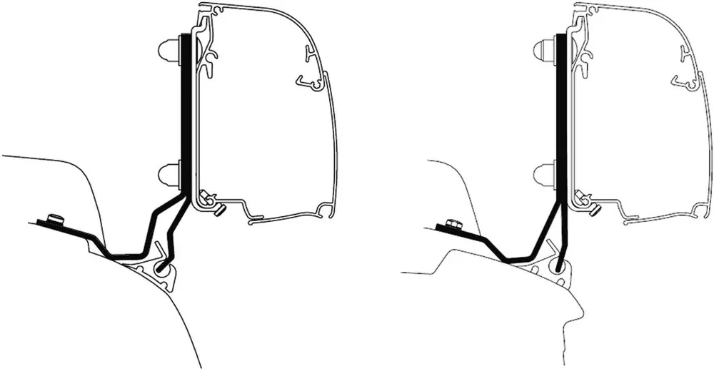 Thule Markisenadapterset 2 teilig für Ford Custom V710 und VW Minivan Reimo Multi Rail RHD mit Thule 4200 Wandmarkise 2,60 Meter Angebot