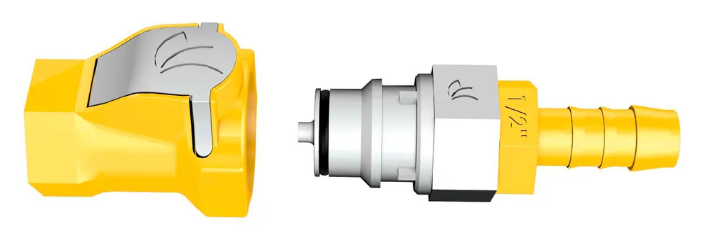 Lilie Push-and-Connect Ventiladapter Schnellkupplung Weissgelb inkl. Absperrfunktion Neuheit