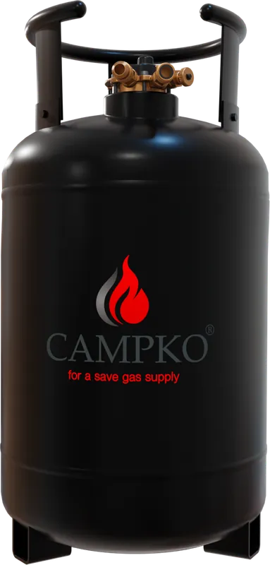 CAMPKO Gasflasche Stahl mit Multiventil 80 % Füllstopp 30 Liter unbefüllt Sonderaktion