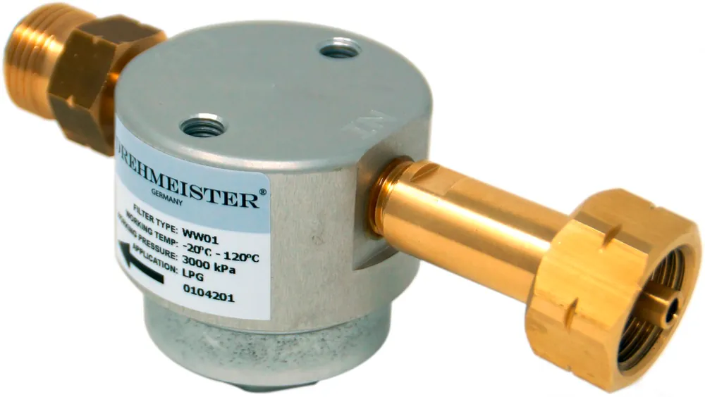 DREHMEISTER Smart Gasflaschenfilter W21,8 x 1/14 LH 136 mm lange Version Geprüft