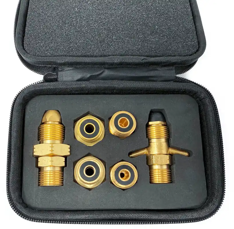 Neuheit DREHMEISTER Gas Flaschen Adapter Set EU inklusive Etui - Gas-Entnahme 6-teilig