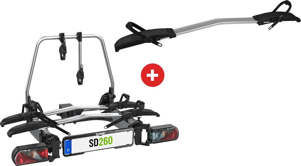 Finale Aktion Eufab SD260 Flügeltür Kupplungs-Fahrradträger für 3 Fahrräder, E-Bike geeignet