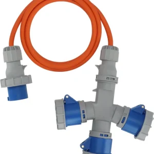 Markenprodukt CEE Verlängerungskabel 3-fach Verteiler 230 V 16 A IP67 für 3 Geräte