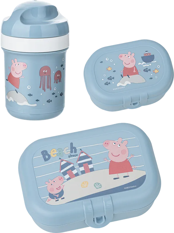 Koziol Peppa Pig Waves To Go Lunchbox Set 3 teilig mit 2 Boxen / Trinkflasche 200 ml Neu