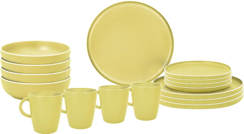 Direktkauf Brunner Lunch Box Dolomit Melamin Geschirrset Antirutsch, BPA-frei und bruchunempfindlich 16-teilig