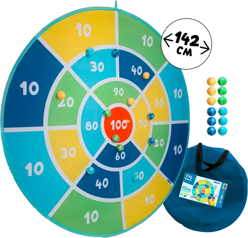 alldoro XXL Dartscheibe für Kinder Ø 142 cm mit 12 Klettbällen und Tragetasche Neu Im Sortiment