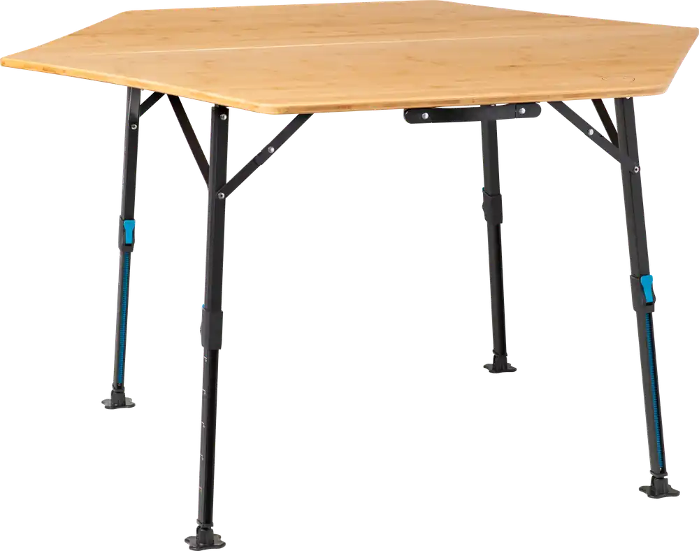 Defa Campingtisch Bambus sechseckig höhenverstellbar 120 x 70 cm Versand Am Gleichen Tag