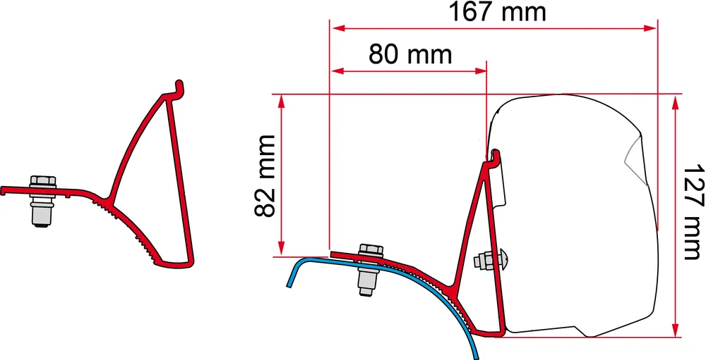 Fiamma Kit Renault Trafic / Opel Vivaro / Nissan Primastar Markisenadapter / Halterung für Markise F43 Ersatzteilnummer 98655A854 Markenprodukt