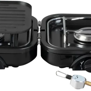 Must-Have KaminX PB78 klappbarer 2-flammiger Kartuschen-Gaskocher mit Grillplatte