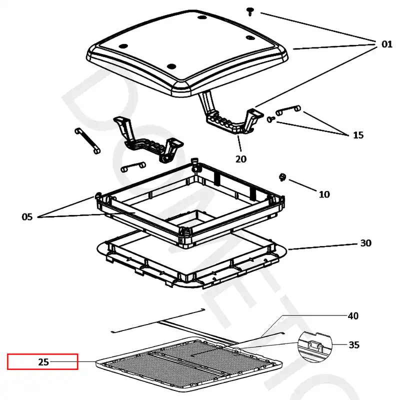 Abverkauf Dometic Innenrahmen passend für Dachhaube Mini-Heki 400 x 400 mm Ersatzteilnummer 4460004067