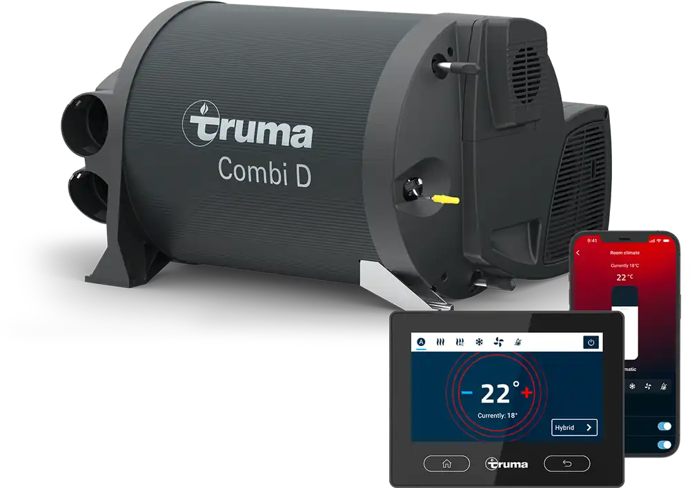 Markenprodukt Truma Combi D Dieselheizung mit 10 Liter Warmwasserbereiter und iNet X Panel 2