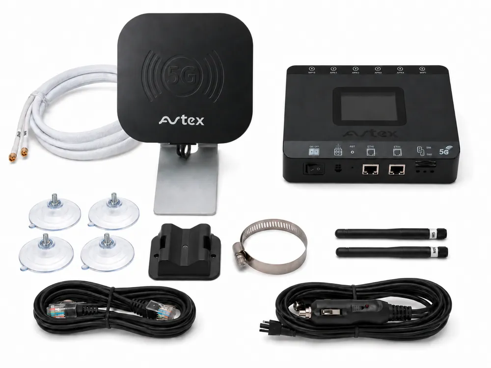 Avtex AMR105P 5G Wi-Fi 6 Dual-SIM-Router mit tragbarer MiMo-Antenne für 12/24 V Schneller Versand