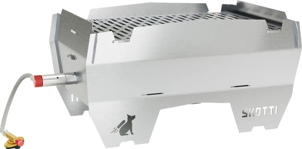SKOTTI Grill mobiler Edelstahl-Gasgrill mit Tragetasche für Camping und Vanlife Saisonangebot
