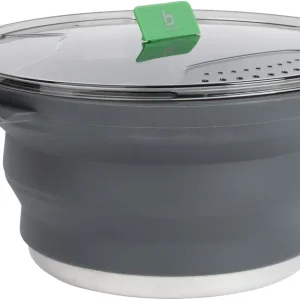 Schneller Versand Bo-Camp faltbarer Kochtopf 2,5 l aus Silikon mit Edelstahlboden und Tritan-Deckel