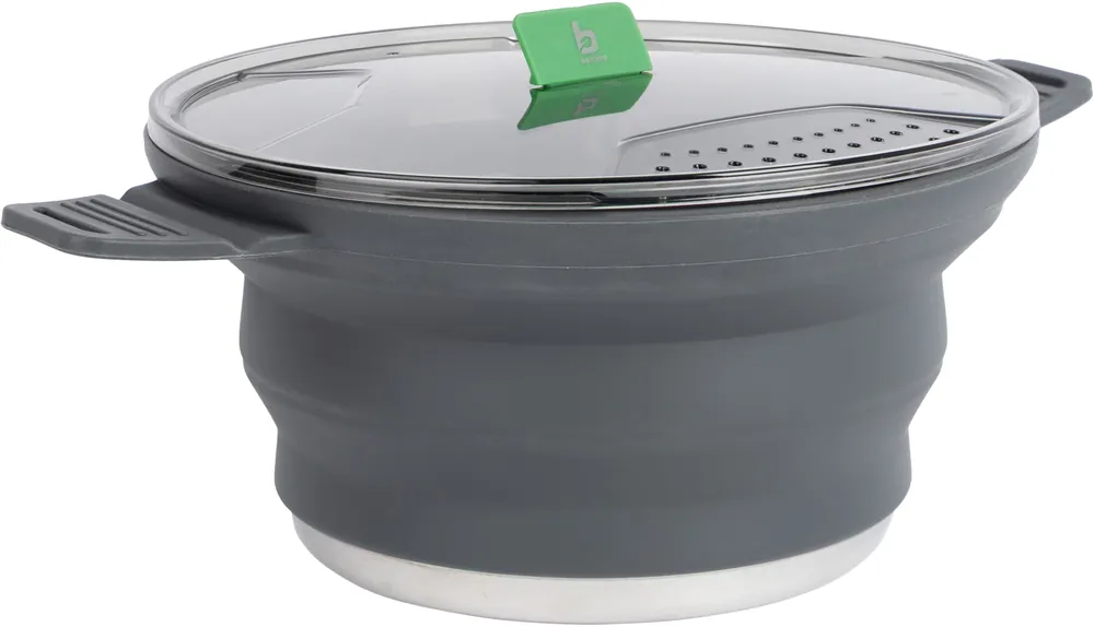 Schneller Versand Bo-Camp faltbarer Kochtopf 2,5 l aus Silikon mit Edelstahlboden und Tritan-Deckel