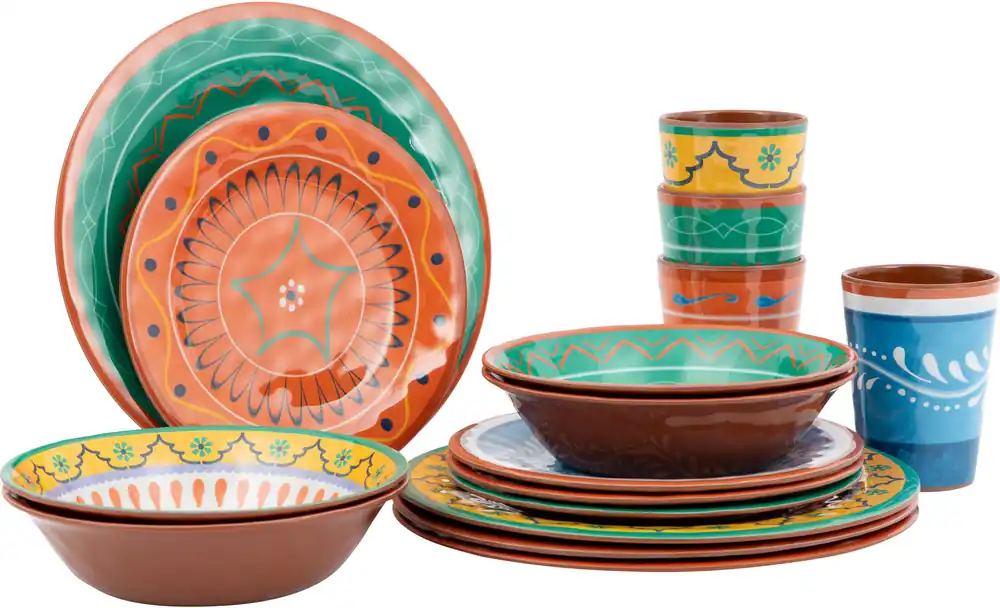 Bo-Camp Fiesta Campinggeschirr-Set 16-teilig aus BPA-freiem Melamin für 4 Personen 16-teilig Wochenendangebot