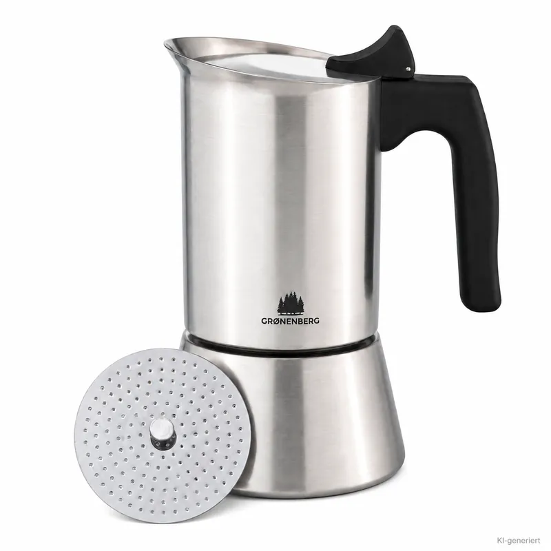 Neue Ware Groenenberg Espressokocher Edelstahl für 4 Tassen mit Reduziersieb 200 ml