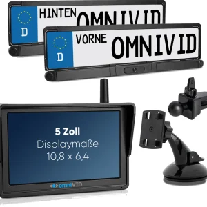 omniVID Solar6 DUO kabelloses Solar-Rückfahrvideosystem mit 2 Kameras und 5-Zoll-Monitor Sofort Bestellen
