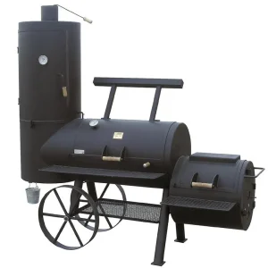 RUMO Joe‘s BBQ-Smoker 24" Chuckwagon Catering 6,35 mm Wandst., mit Hitzeverteiler + Räucherturm Nur Für Kurze Zeit