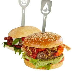 Rabatt GEFU Hamburger-Spieße edelstahl, Stier/Fleischerbeil, 2 Stück