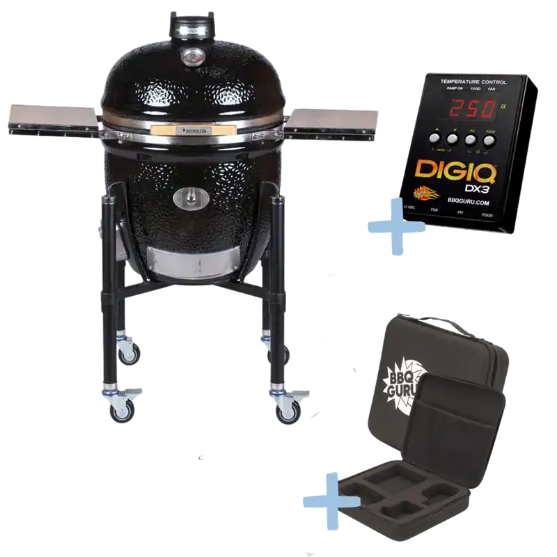 MONOLITH Classic BBQ Guru Pro- Serie 2.0 schwarz, mit Gestell und Seitentischen Letzte Chance