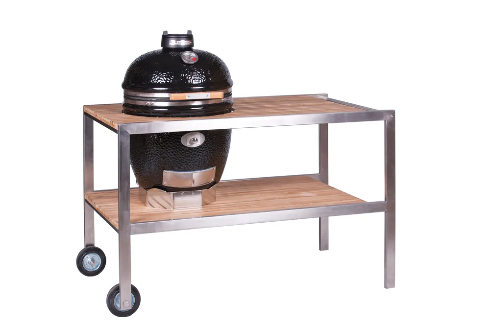 Super-Preis MONOLITH LeChef Tisch aus Edelstahl und Teak