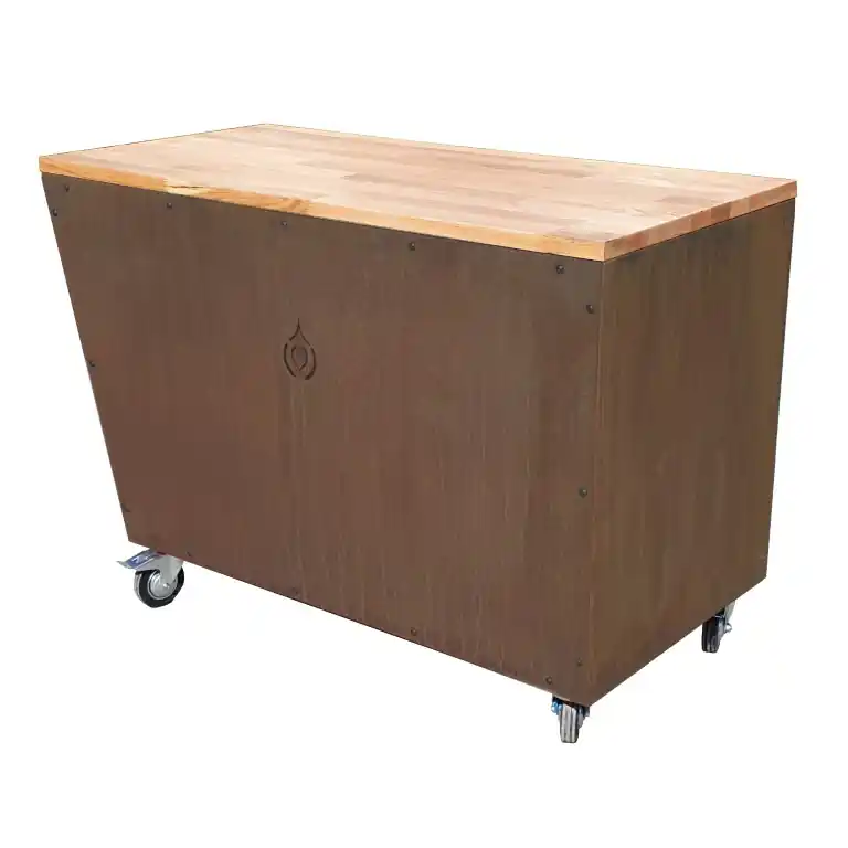 FLARE Side-Block cortenstahl (rost), Platte Eiche 50cm x 60cm Preisknaller
