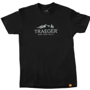 TRAEGER T-Shirt schwarz, Größe L Branded Logo grau Versand Am Gleichen Tag