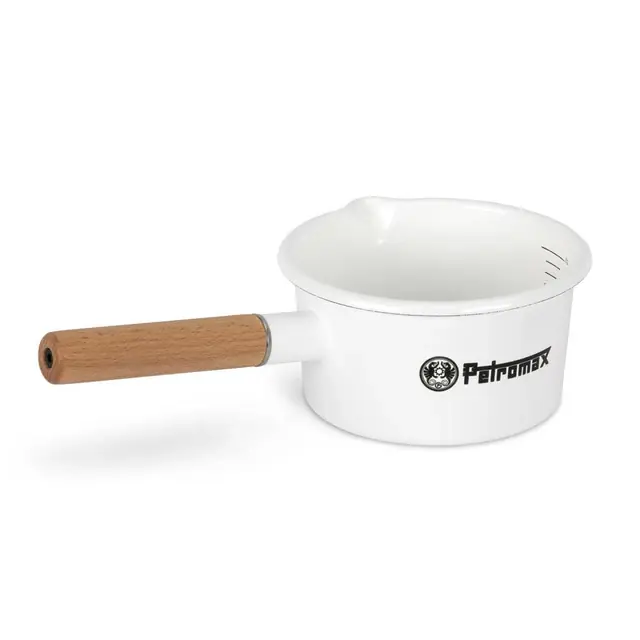 Zertifiziert PETROMAX Stieltopf Emaille weiß 0,5 Liter