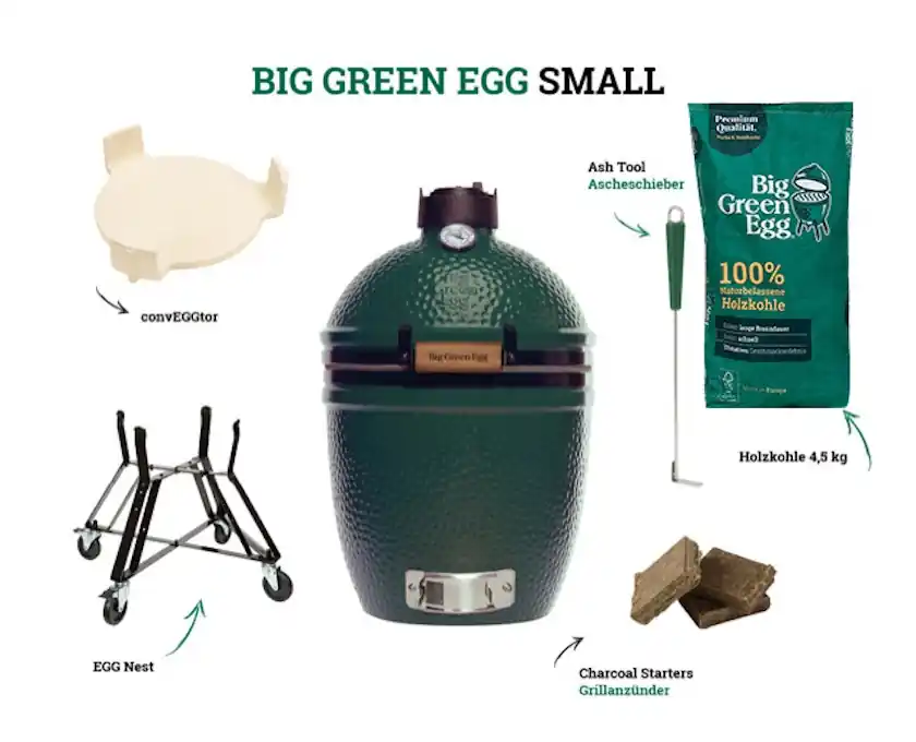 Preisknaller BIG GREEN EGG Small Keramikgrill Starterset Rostdurchmesser 33 cm