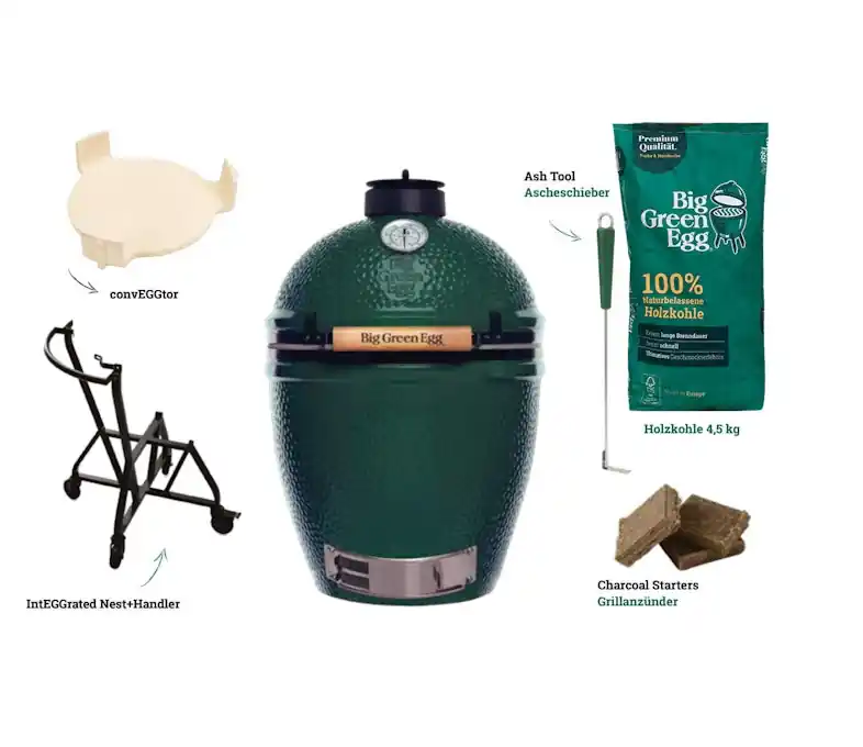 Saisonangebot BIG GREEN EGG Medium Keramikgrill Starterset Rostdurchmesser 40 cm