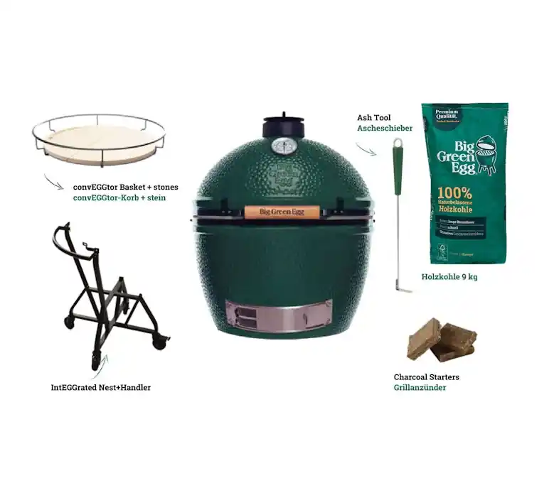 Saisonangebot BIG GREEN EGG 2XLarge Keramikgrill Starterset Rostdurchmesser 73 cm