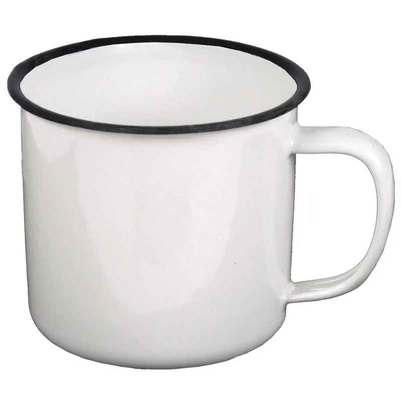 Wochenendangebot Emaille-Tasse weiß-schwarz 350 ml